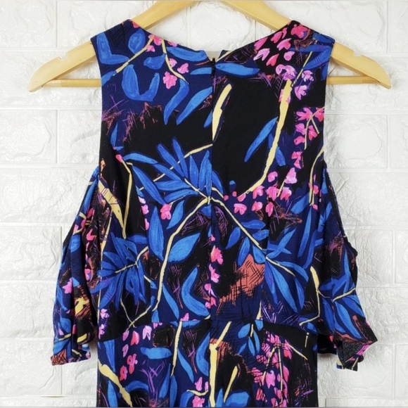 Anthropologie MAEVE Elia Open- Shoulder Dress In Floral Navy Motif Size 6 - Picture 4 of 16